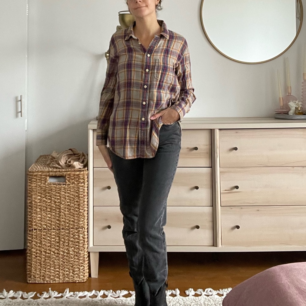 Rivet & Thread madewell tan red blue beige button down long sleeve flannel